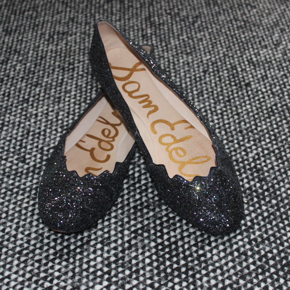 Sam Eldeman Black Shimmer Flats Size 9.5